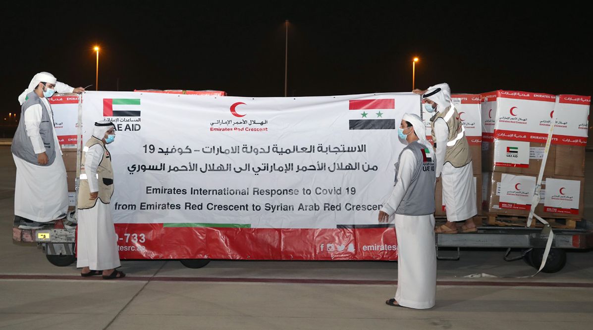 الإمارات ترسل طائرات المساعدة التابعة للهلال الأحمر الإماراتي والتي تحمل لقاحات كورونا إلى دمشق